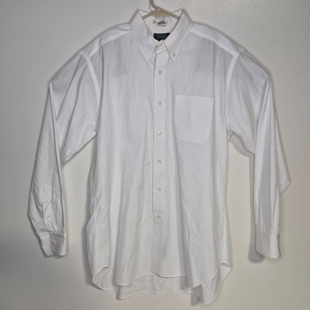 Gitman Bros Dress Shirt Mens 16-34 White Cotton Pinpoint Oxford TTX USA Parisian - Picture 2 of 9